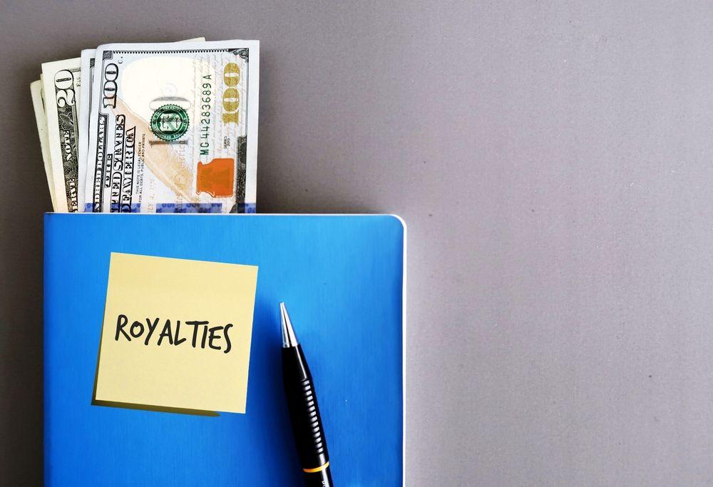 Money royalties in a notebook